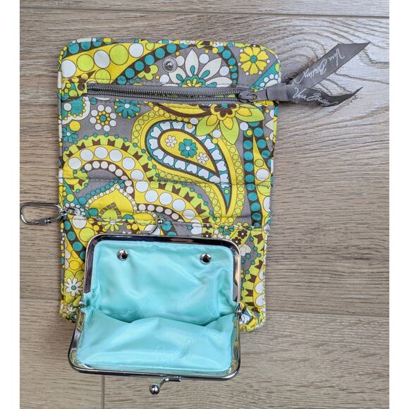 Vera Bradley Lemon Parfait Pair Set Travel ID Coin Purse Wallet + Card Holder - Picture 5 of 11